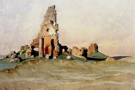 Carl Haag,Mausolée dans la campagne romaine (1856)
